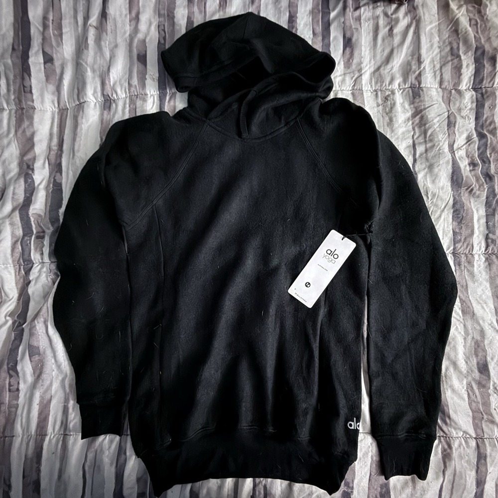 Alo Yoga Triumph Fleece Hoodie Black Men's Size Small New Athleisure Loungewear
